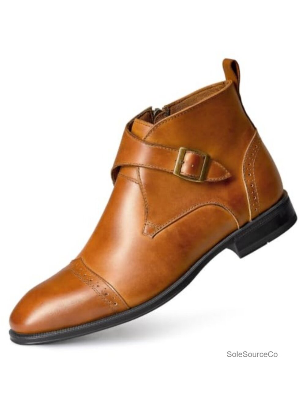 Men's Genuine Leather Ankle Boots Side Zip Cap Toe Dress Boots